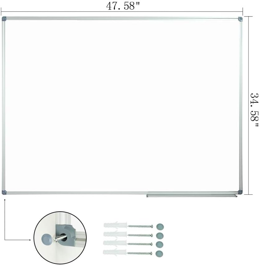 JILoffice Magnetic Dry Erase Board/Whiteboard, White Board 48 x 36 Inch, Silver Aluminum Frame Wall Mounted Board for Office Home and School