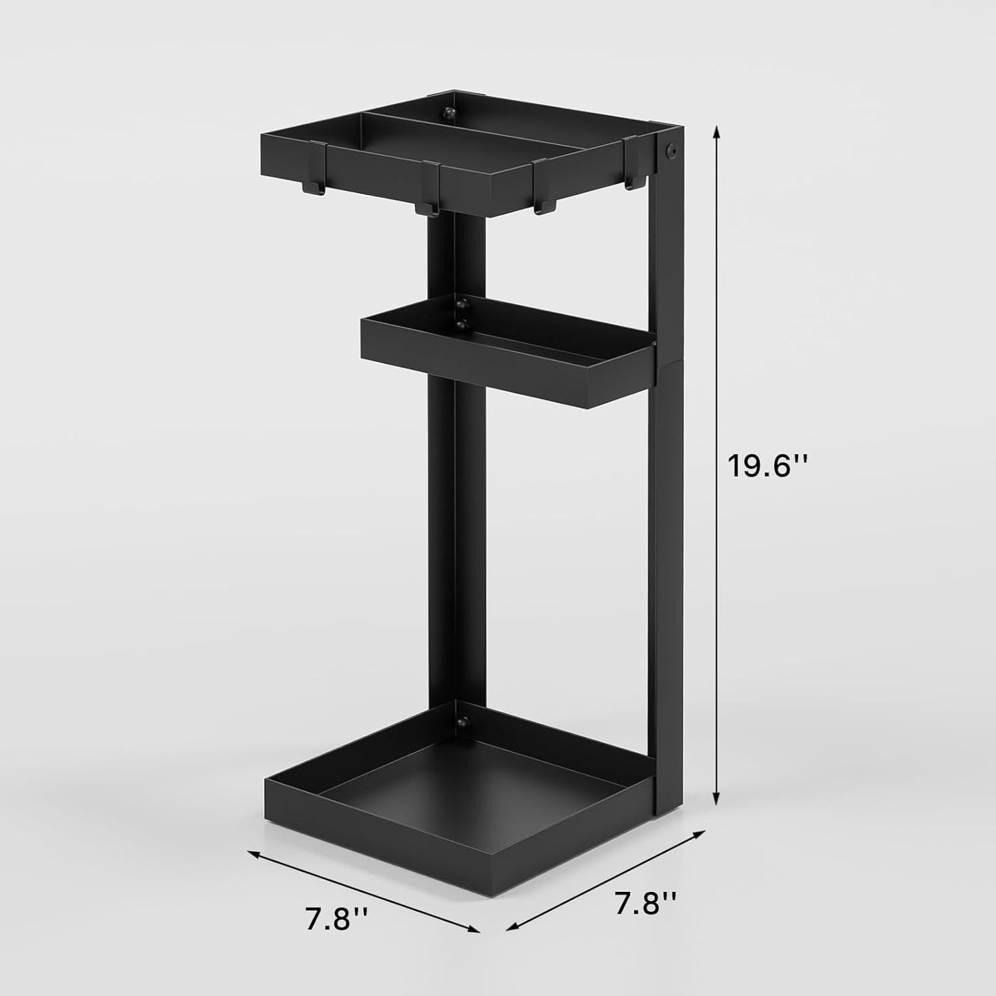 Umbrella Stand, Steel Umbrella Holder Rack with Small Shelf, for Entryway, Office, 4 Hooks, Black