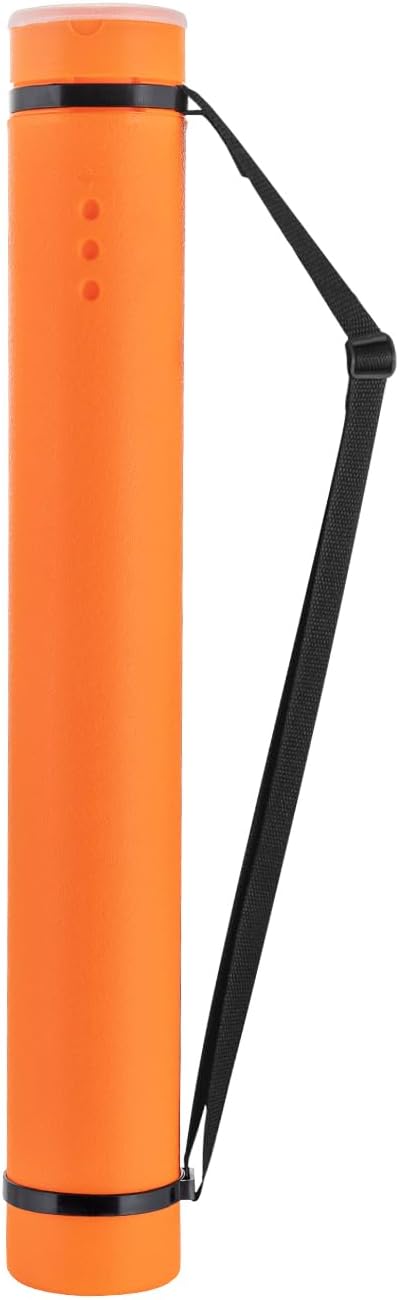 JJRING Orange Poster Tube, 25" to 40" Extendable Poster Storage Holder Tube with Carrying Strap, Poster Carrying Case for Blueprints, Scrolls, Maps and Architect Papers