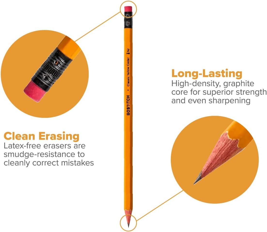 Bostitch Office Premium #2 Pencils, American Cedar Wood, Pre-Sharpened, HB Graphite, 48-Pack
