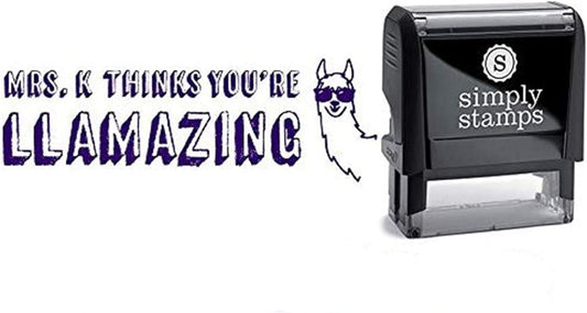 Llamazing Xtra Wide Custom Self-Inking Stamps | 49 Designs & Fun Phrases | Classroom & Library Book Stamps