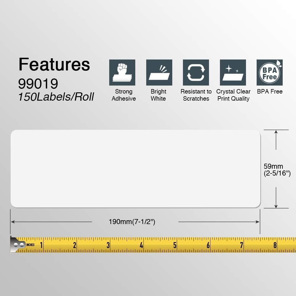 BETCKEY - Compatible DYMO 99019 (2-5/16" x 7-1/2") Large Lever Arch File Labels, Compatible with DYMO Labelwriter 450, 4XL, NOT Fit 550 & 5XL [1 Roll/150 Labels]