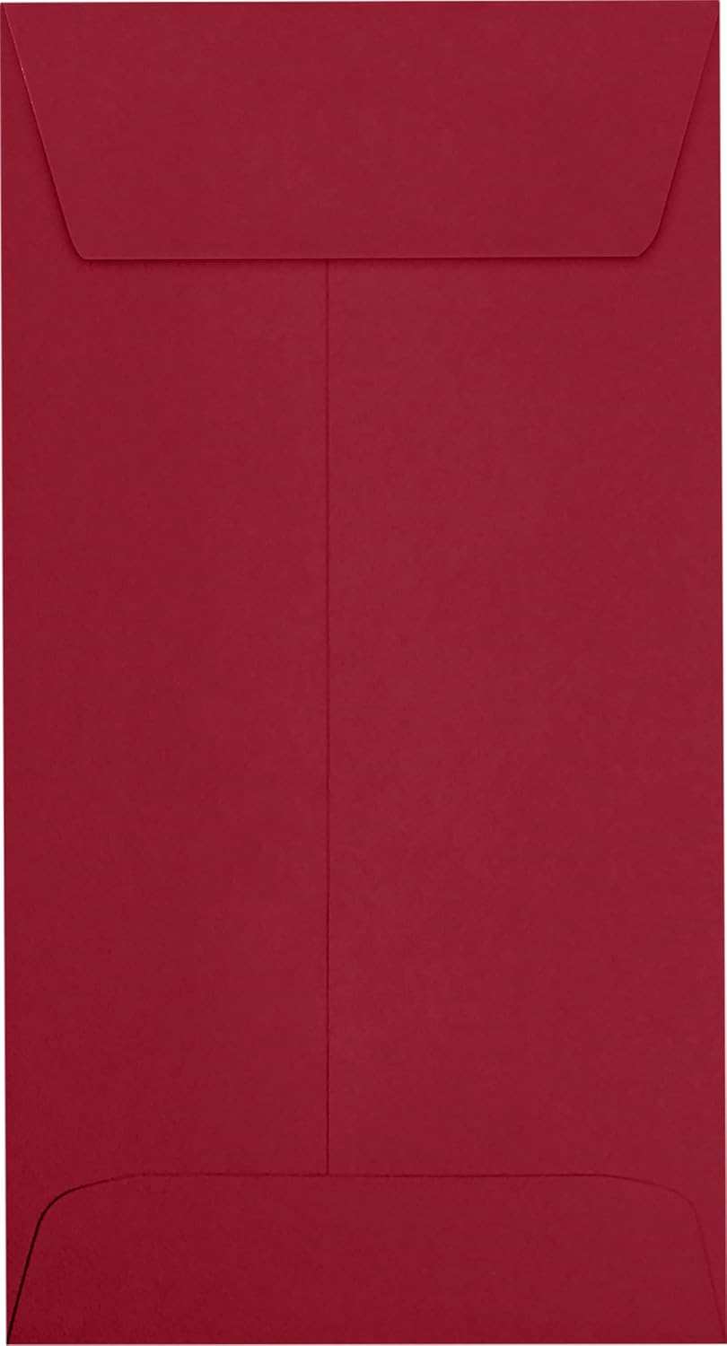 LUXPaper #7 Coin Envelopes | Peel & Press | 3 1/2" x 6 1/2" | Garnet Red | 80lb. Text | 1,000 Qty