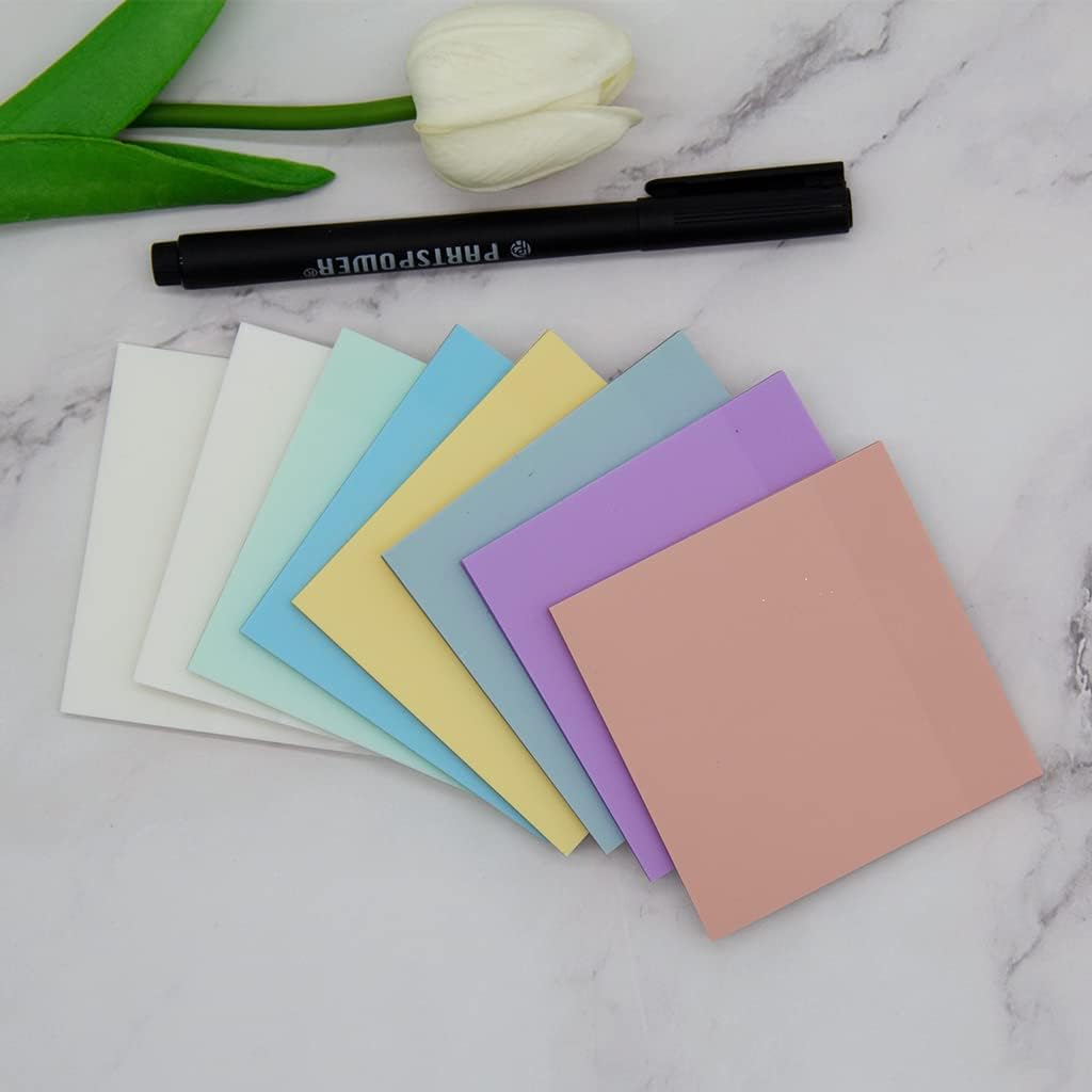 400 Sheets Pastel Transparent Sticky Notes, 3x3 inch See Through Sticky Notes, for Reading Writing Notes Book Markers, Office School Supplies, 50 Sheets/Pad (8 Pads)