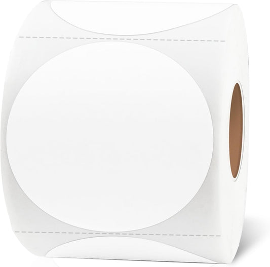 2 Inch Round Thermal Labels, Self Adhesive Circle Waterproof Thermal Labels, Multipurpose Roll Direct Thermal Sticker for DIY Logo Design, 500 Labels/1 Roll