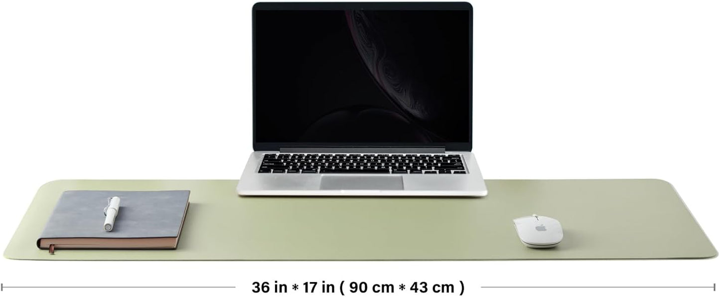 HOMIEAZICOZI Leather Desk Mat - Non-Slip PU Pad for Office and Home Organization Accessories Ideal Large Mouse Mats on Top of Desks (Light Green,36''x 17'') (DPD-LG-L)