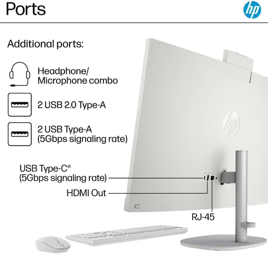 HP 27" FHD All-in-One Computer, 12-Cores Intel Core Ultra 7, 32GB DDR5 RAM 1.5TB Storage (1TB SSD+512GB Docking Station Set), Windows 11 Pro with Microsoft Office Included, White