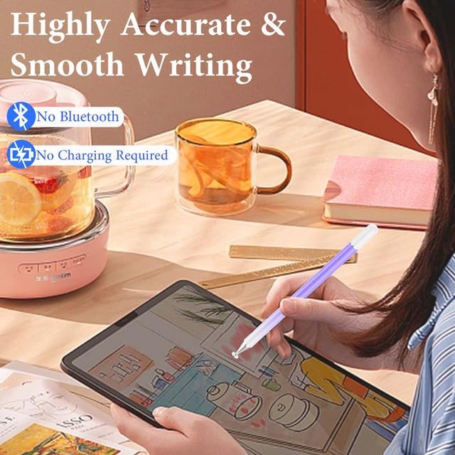 Stylus Pens for Touch Screens(2PCS), Luntak High Precision Magnetic Disc Universal Stylus Pen for iPad, 2 in 1 iPad Pencil Compatible with iPhone/Pad/Android and Most Touch Screen(Pink/Purple)