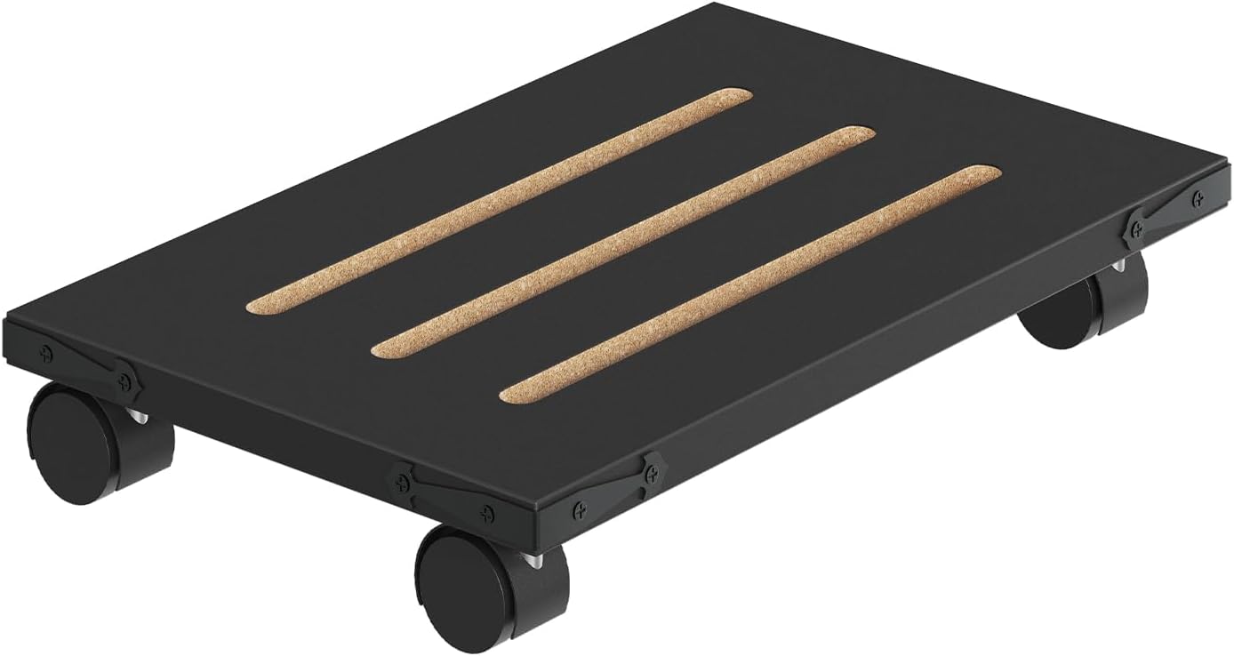 HOOBRO Mobile PC Stand, Ventilated Computer Tower Stand, PC Tower Holder with 4 Caster Wheels, CPU Holder Under Desk Fits Most Computer Host, for Office, Gamers, Black BB46CJ01