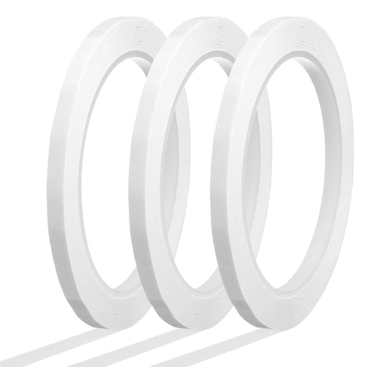 MECCANIXITY Whiteboard Tape 1/4" x 72 Yard Pinstripe Graphic Chart Line Grid Marking Tapes for Classroom Office Dry Erase Board Art, White, Pack of 3