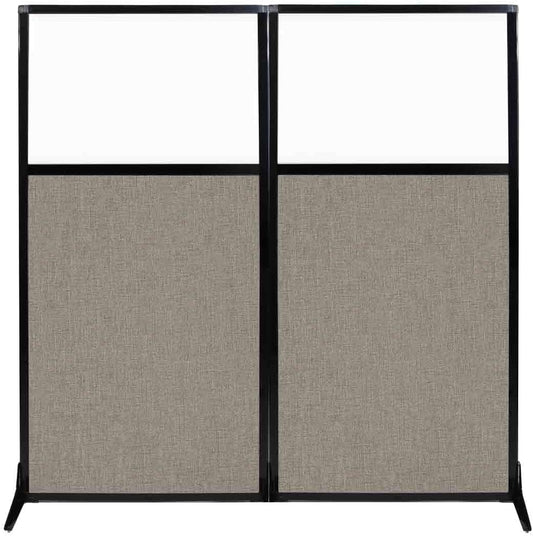 Versare Workstation Partition | Portable Wall Divider | Modern Office Cubicle | Free Standing Privacy Screen | Flexible Work Space | 66" x 70" W/Window, Warm Pebble Fabric Panels