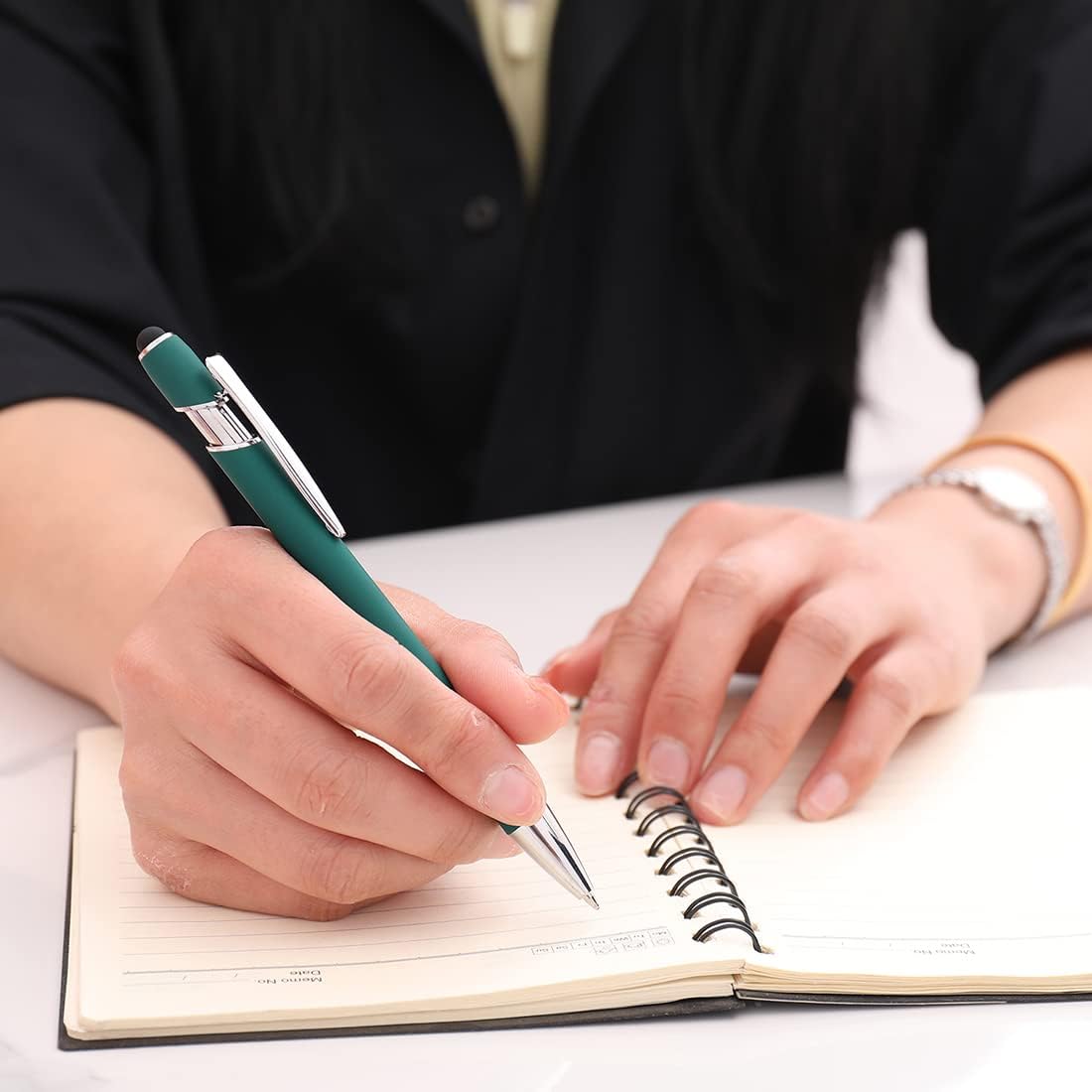 Ballpoint Pen with Stylus Tip, Soft Touch Click Pen, 2 in 1 Metal Pens, Medium Point(Black refills - 20 pcs)…