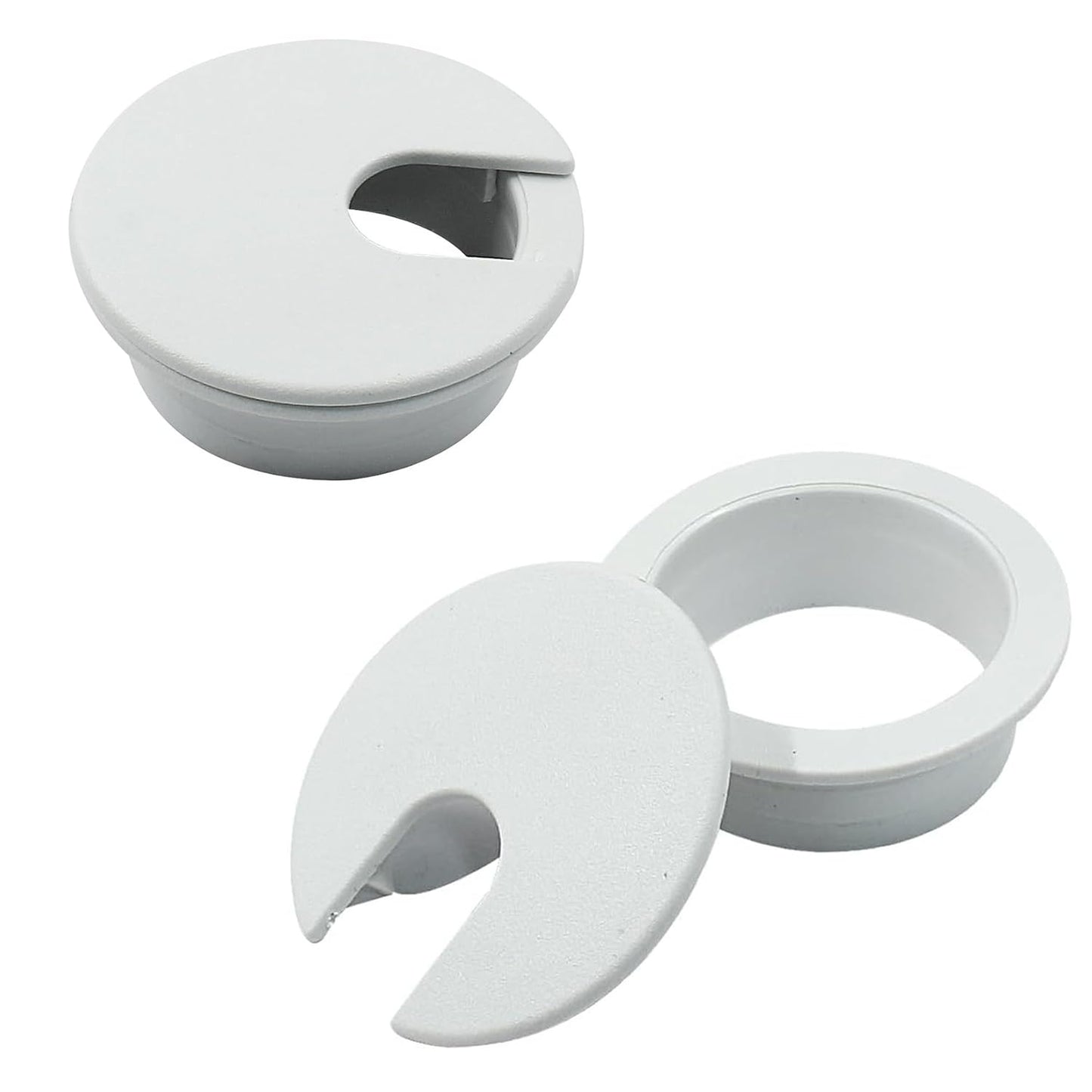 [2 Pack] Desk Grommet 1.5 inch Sturdy ABS Plastic Desk Hole Cover for Cables Detachable Table Hole Grommet for Organizing Home & Office Table Cables - White