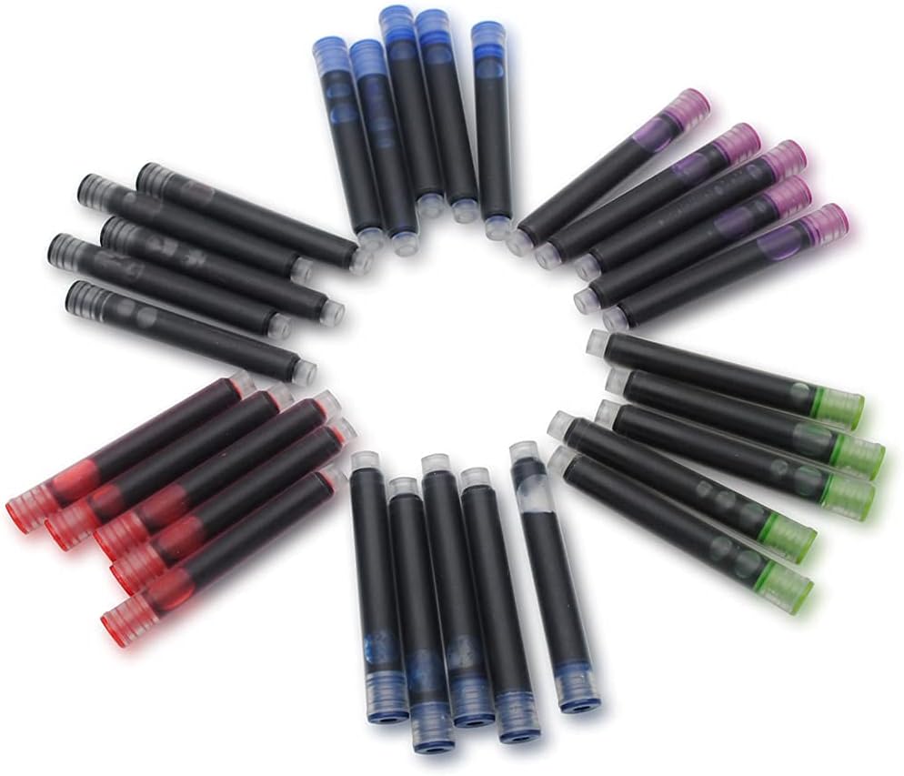 30pcs JINHAO Ink Cartridges Fountain Pen Refills for JINHAO and Baoer Pen Standard Size (Mixed Colors)
