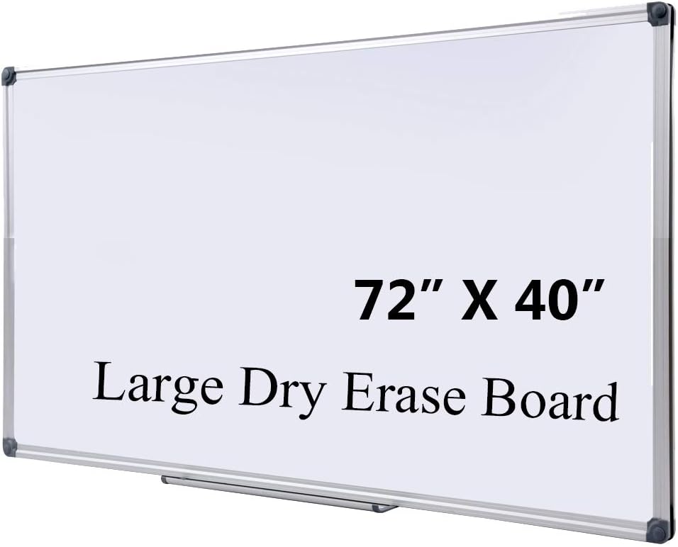 72" x 40" Magnetic Dry Erase Board with Pen Tray | Extra Large Wall Mounted Aluminum Frame Whiteboard for Office, Classroom & Home | Premium Presentation Board for Meetings & Planning