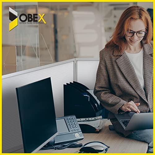 OBEX Polycarbonate Office Desk Mounted Privacy Screen Adjustable Table Top Panel Divider, Universal Aluminum Bracket-USA Made, 18" x 48", White