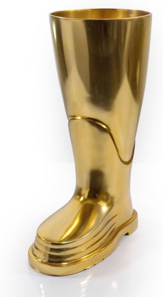 Modern Day Accents 3636 Bombero Boot Umbrella Stand for Umbrellas, Umbrella Organizer, Cane Holder, Gold, Entryway Decorative Umbrella Stand, Umbrella Holder, Home, Office Decor, 10.5" Lx7 Wx15.75 H