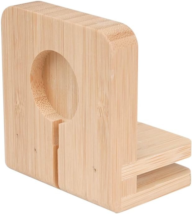 MobileVision Slim Bamboo Charging Station & Compatible Adapter for Apple Watch Multi Device Organizer, Smartphones, Tablets, Laptops & More