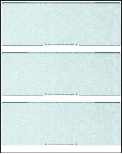 Business Voucher Check Stock - Computer Laser Checks - 3 Checks Per Page, 2500 Sheets/7500 Checks Green Diamond