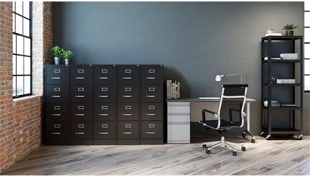 Pemberly Row 2 Drawers 27.75" Vertical Black Metal Filing Cabinet Lockable Pre-Assembled Stationary Letter Size for Home, Office