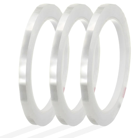 MECCANIXITY Whiteboard Tape 1/4" x 72 Yard Pinstripe Graphic Chart Line Grid Marking Tapes for Classroom Office Dry Erase Board Art, Clear, Pack of 3