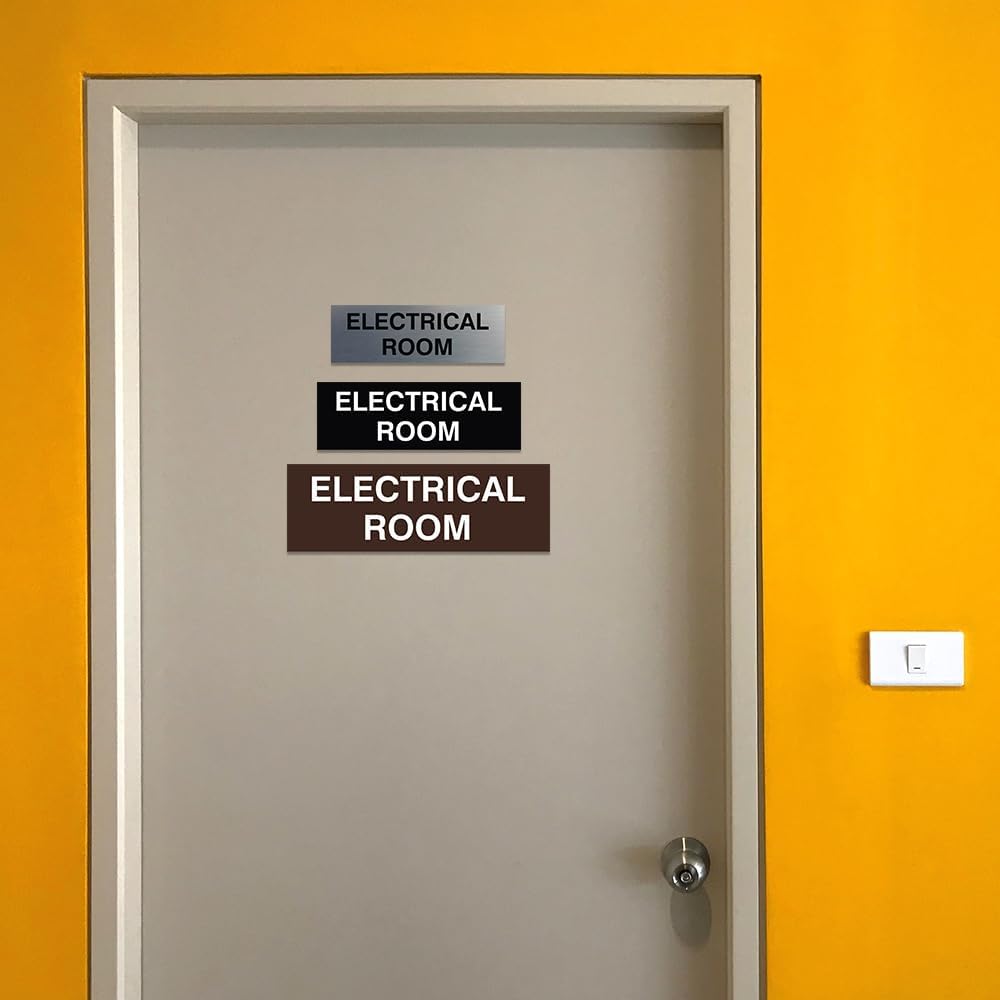 All Quality Basic Electrical Room Sign | Durable Construction | Building Safety - Black/Gold - Small (10 Pack)