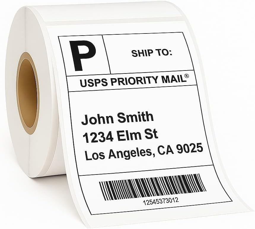 Compulabel 4" x 6" Direct Thermal Labels, White, 3" Core, Perforated, Permanent Adhesive, 1 Rolls, 1000 Labels per roll, 1000 Total