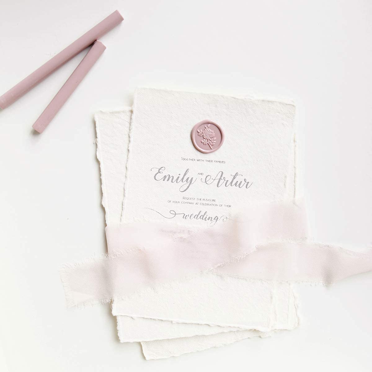 UNIQOOO Mailable Glue Gun Sealing Wax Sticks for Wax Seal Stamp - Dusty Rose Pink, Great for Wedding Invitations, Cards Envelopes, Snail Mails, Wine Packages, Gift Ideas, Pack of 8