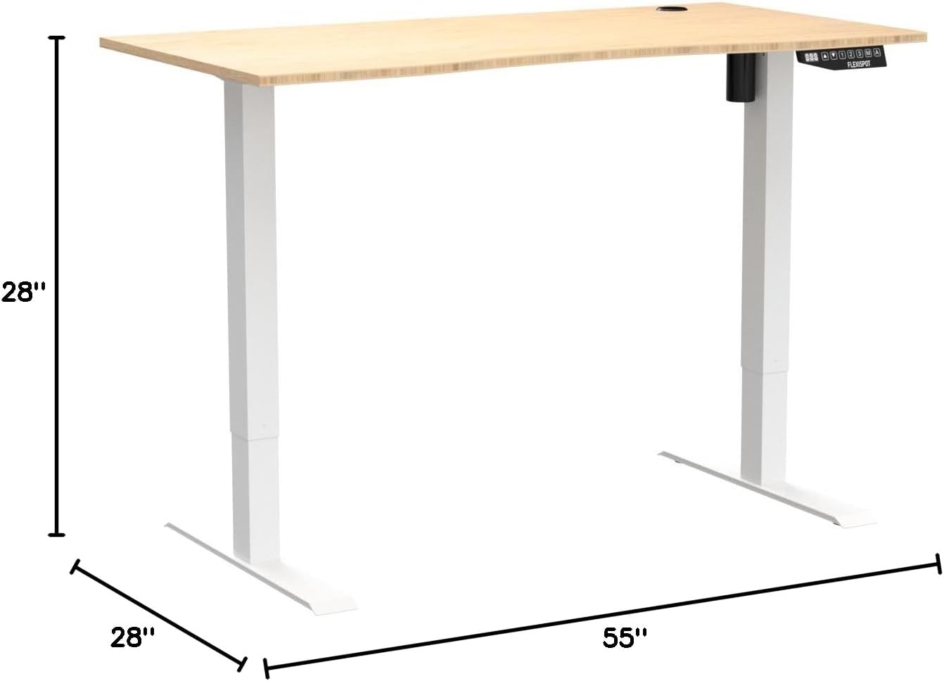 FLEXISPOT EN2 Whole-Piece Bamboo Standing Desk Clamp Power Strip, 55 x 28 Electric Stand Up Height Adjustable Desk with Cable Management (Grey Frame + 55" Bamboo Top, 2 Packages)