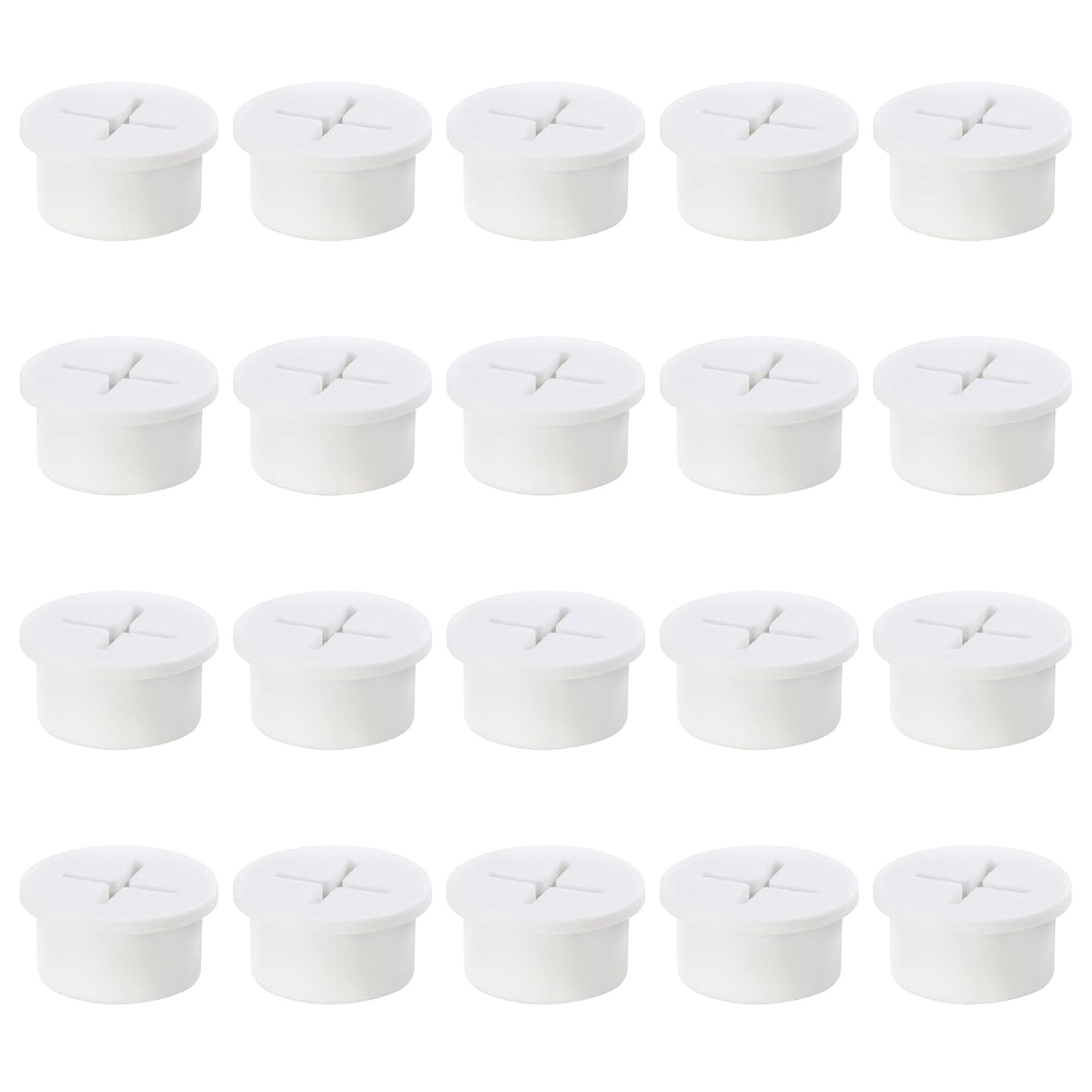3/4" White Desk Grommet, JTemgle Flexible Cable Grommet Cross Rubber Cable Hole Cover Wire Organizer Caps Desktop Cord Management for Home Office TV Stands Tabletops, 20 Pieces
