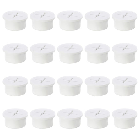 3/4" White Desk Grommet, JTemgle Flexible Cable Grommet Cross Rubber Cable Hole Cover Wire Organizer Caps Desktop Cord Management for Home Office TV Stands Tabletops, 20 Pieces