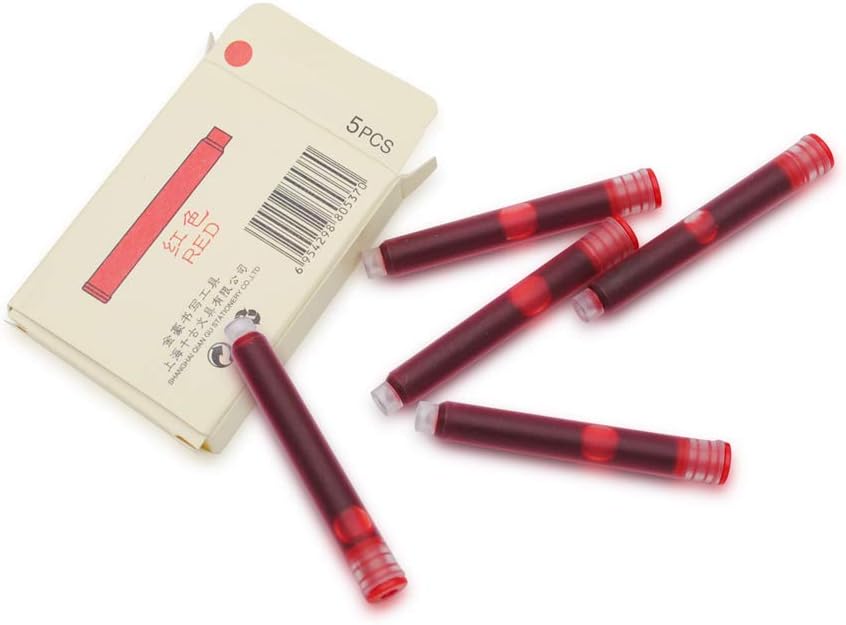 30pcs JINHAO Ink Cartridges Fountain Pen Refills for JINHAO and Baoer Pen Standard Size (Red)