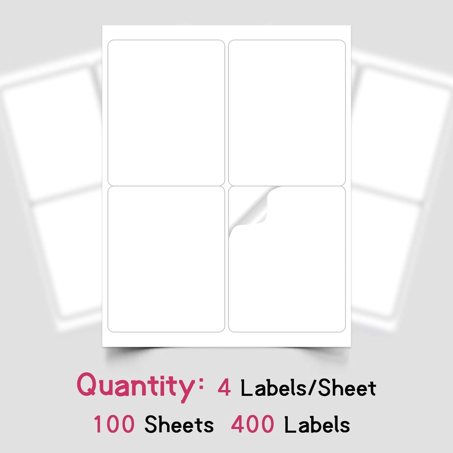4UP 4" x 5" Shipping Labels Compatible with Laser & Inkjet Printers, Address Mailing Labels Self Adhesive Stickers (100 Sheets)
