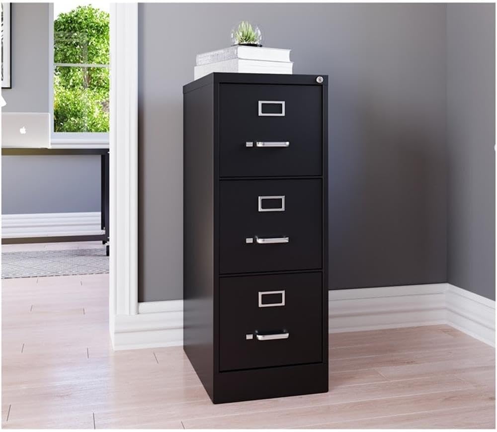 UrbanPro 3 Drawers 40.19" Vertical Black Metal Filing Cabinet Lockable Pre-Assembled Stationary Letter Size for Home, Office