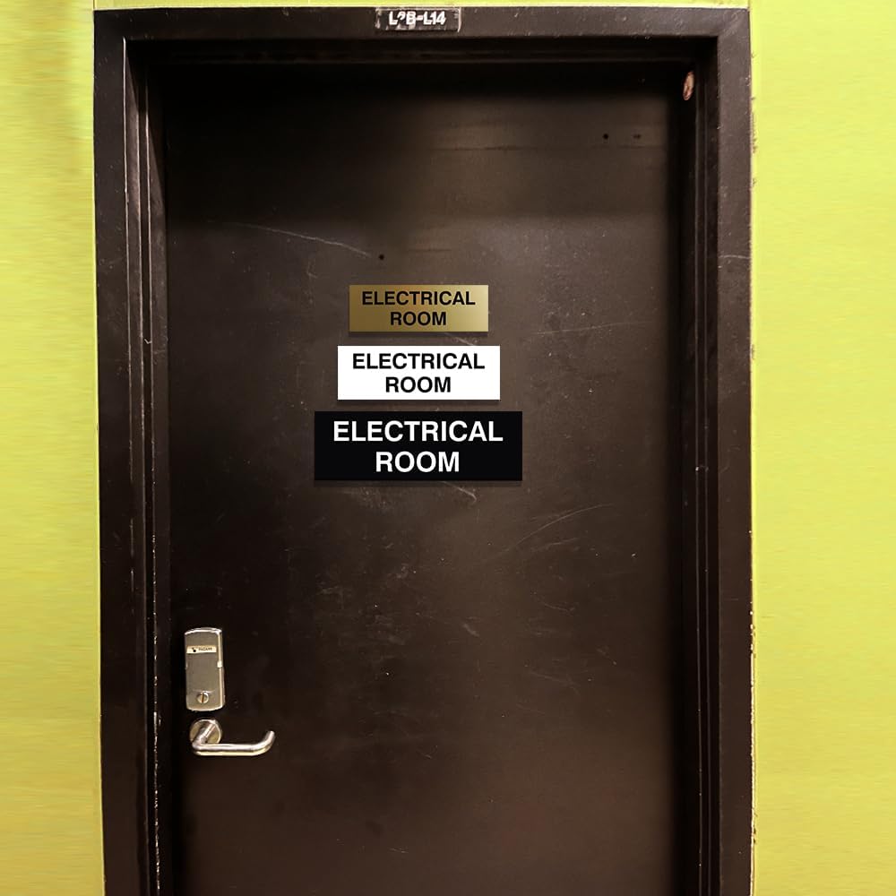 All Quality Basic Electrical Room Sign | Durable Construction | Building Safety - Black - Small (5 Pack)