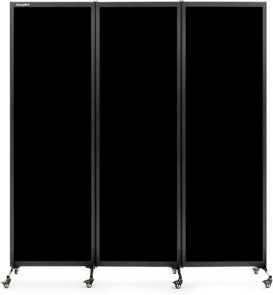 Upgrade Version Room Partition and Divider, Freestanding Rolling Dividers with Wheels,Office Privacy Screen Divider Wall,Classroom Felt Dividers,6'L* 6'7"H,3 Panel,Black