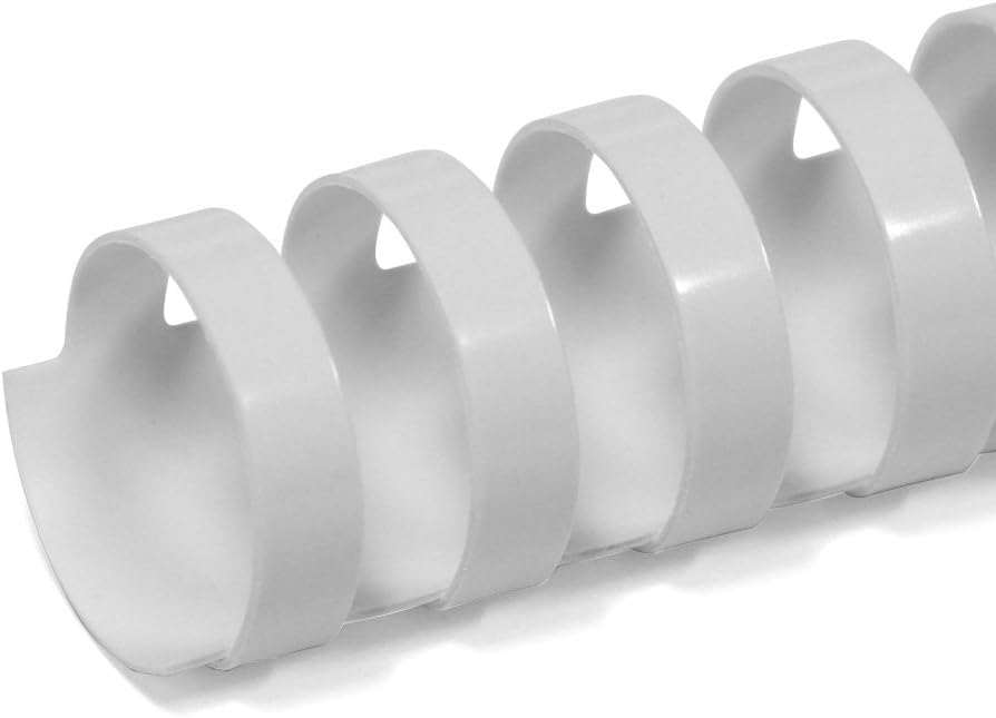 TruBind 25mm (1 in.) Comb Binding Spines | 11 in. Length for Letter Size or Smaller Projects | Standard 19-Ring Rectangular Holes | White | 200 Sheet Binding Capacity | 50 Pack