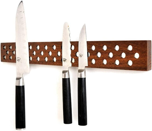 Magnetic Wooden Knife Bar Holder Strip, Cherry or Walnut, 12, 16, 20, or 24 Inch (24 Inch, Walnut)