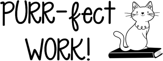 Custom Purr-FECT Work! Stamps | 49 Designs | Fun Phrases | Grading Made Easy | Self-Inking Classroom, Library & Book Stamps (Xtra Large)