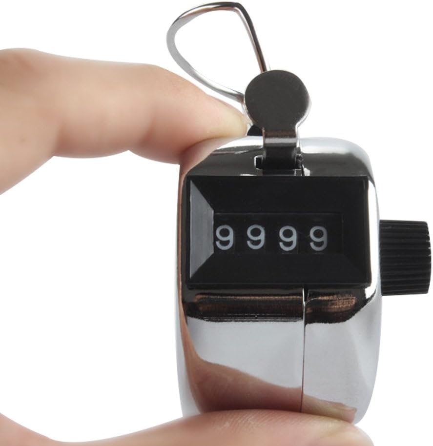 4 Pack Handheld Tally Counter 4 Digit Tally Counter Metal Mechanical Palm Counter Clicker Counter Count Clicker Counts up to 9999, for Transportation,Warehouse, Sports, Golf & Coach