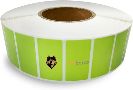 Direct Thermal Paper Label/IndustrialGrade 2" x 1", with Perforation, 3" Core, 8" OD, 5500 Labels/Roll (8 Rolls/Box) - Green