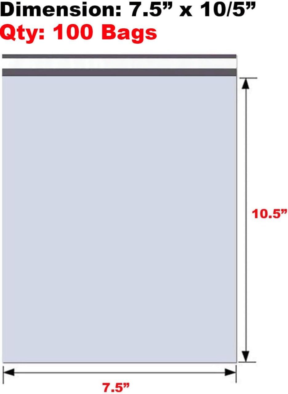 iMBAPrice 100 - 7.5x10.5 Premium Matte Finish Self-Sealing Non-Padded White Poly Mailers/Mailing Envelopes/Bags (iMBA-2PM-100)
