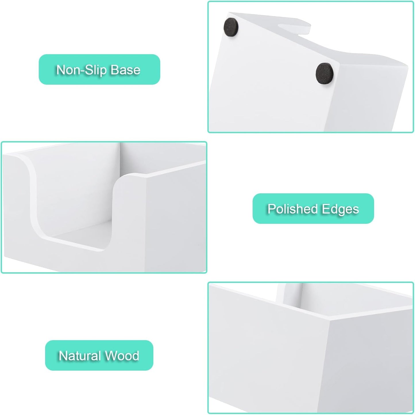 Wood Sticky Note Holder, Post It Note Dispenser for Office Desk Accessories, Self Stick Note Pad Holder, Memo Pad Holder Dispenser Organizer for School Office Desk Supplies, White