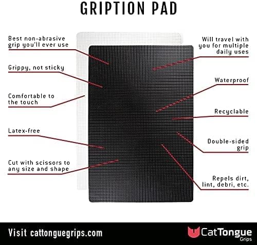 CATTONGUE GRIPS Non-Adhesive Anti-Slip Mat - Multi-Purpose Non-Slip Pad for Countertops, Desks, Tables & Workspaces - Ideal Desk Mat, Drawer Liner, Laptop Pad & More (Black & Clear, 8” x 12”)