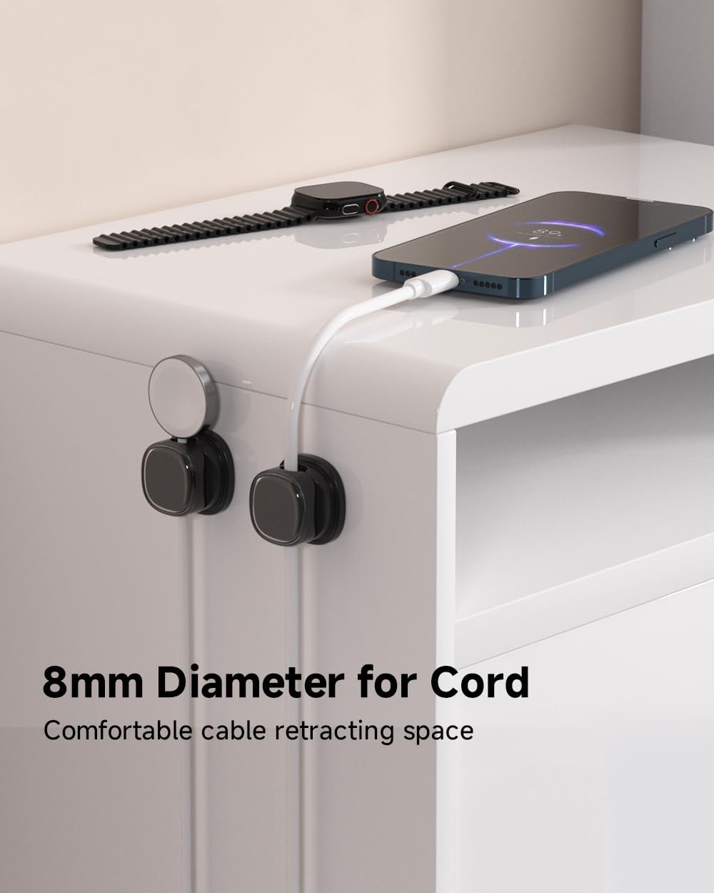 9 Pack Cord Organizer, Spring Cable Management, Adhesive Cute Cable Holder Clips, Phone Charger Wire Keeper for Desk Nightstand Car Office (9-Pack Black)