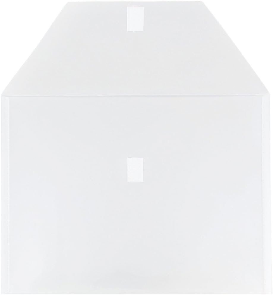 JAM PAPER Plastic Envelopes with Hook & Loop Closure - Letter Booklet - 9 3/4 x 13 - Clear - 12/Pack