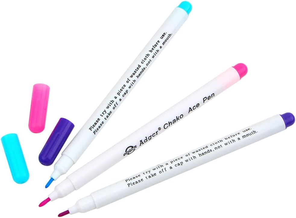 TopHomer Water Erasable Fabric Marking Pen Temporary Marking Auto-Vanishing Pen Fabric Markers Pen Colorful Water Soluble Ink for Dressmaking, Handicraft, Embroidery, Artificial Flowers(Multicolor)
