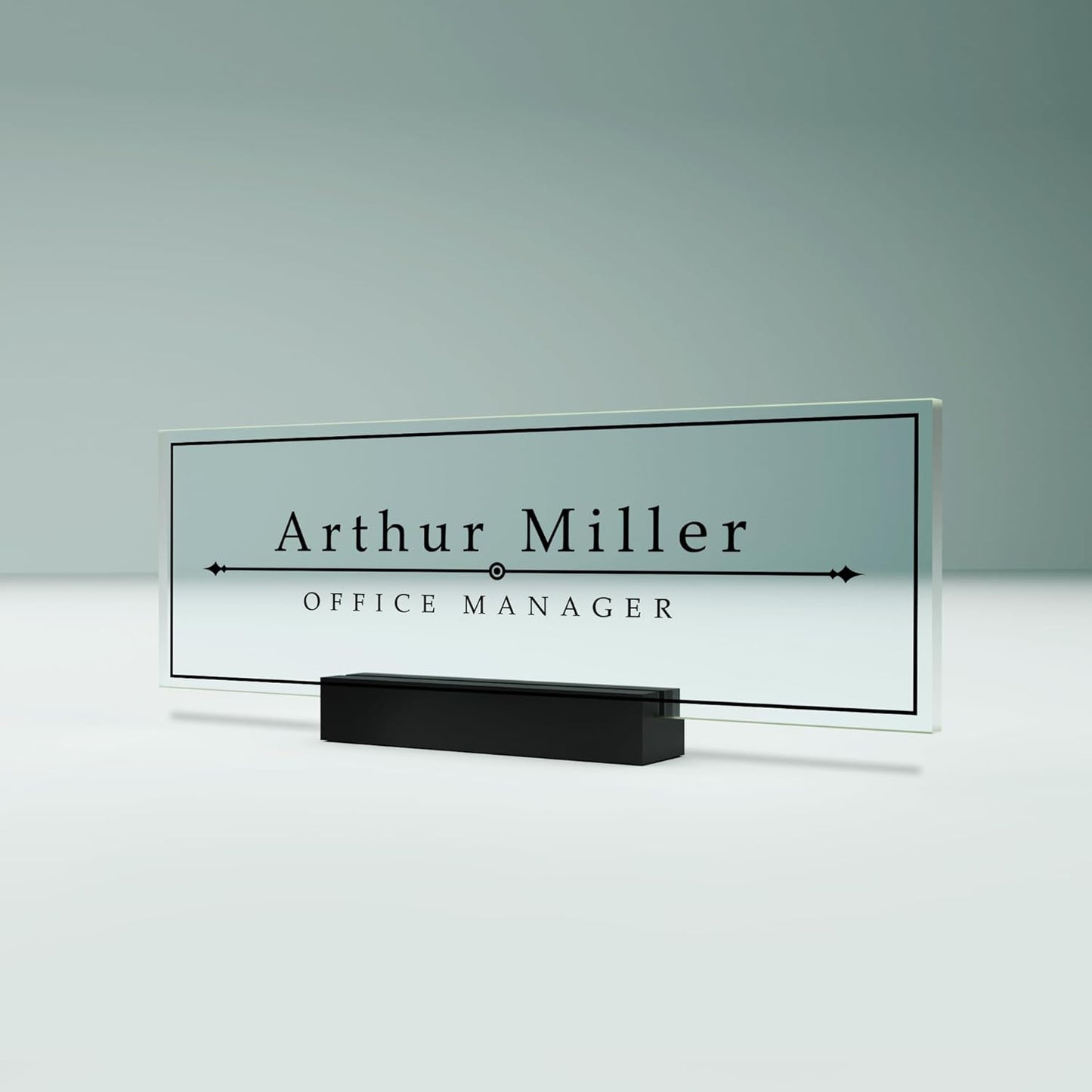 EGD Acrylic Desk Name Plate Personalized I Cute Office Decor I Office Desk Accessories with Various Material Options I Personalized Name Plate with Font Options (10 x 3.5 Inch) (1. Acrylic)