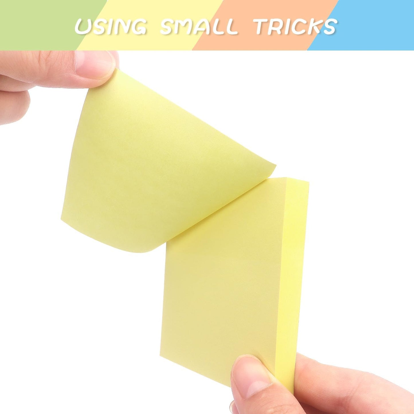 Sticky Notes 3x3 Self-Stick Notes Pads with 6 Bright Colors, Easy to Post for Office, School, Home, 6 Pads/Pack, 100 Sheets/Pad (Yellow)