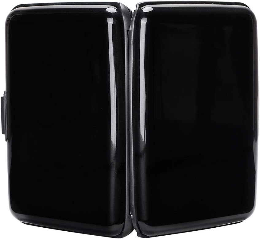 ELFISH Mini RFID Aluminum Wallet Credit Cards Holder Business Card Case Metal ID Case for Men Women (Black)